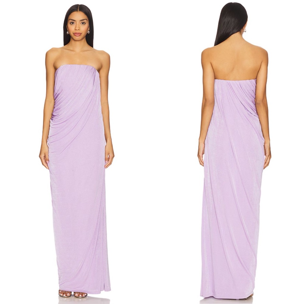 NEW NWT Anna Quan Zella Strapless Draped Maxi Gown In Wisteria Light Purple